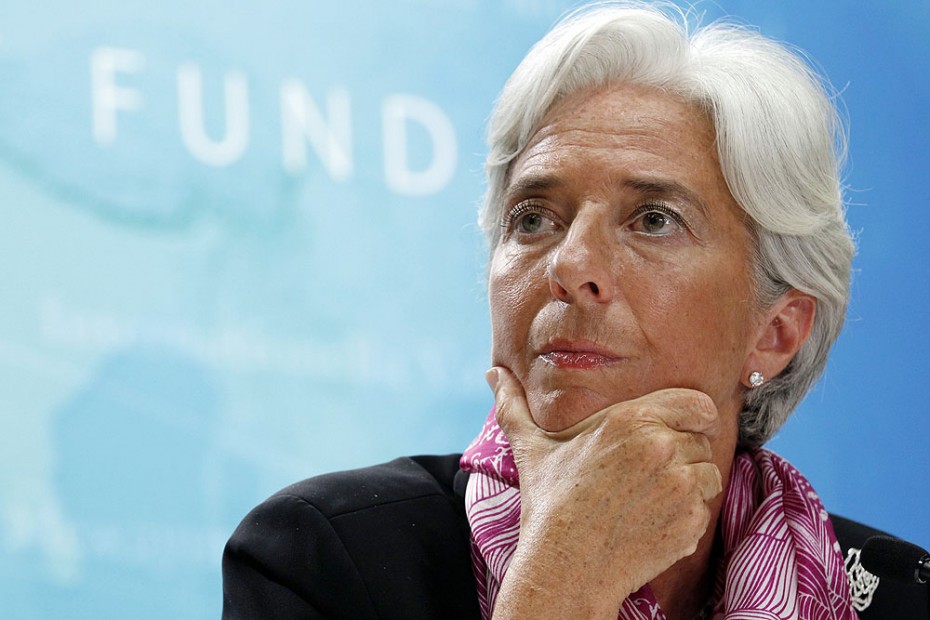 IMF managing director Christine Lagarde holds a news briefing at the International Monetary Fund headquarters in Washington