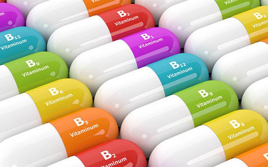 3d rendering of group B vitamin pills