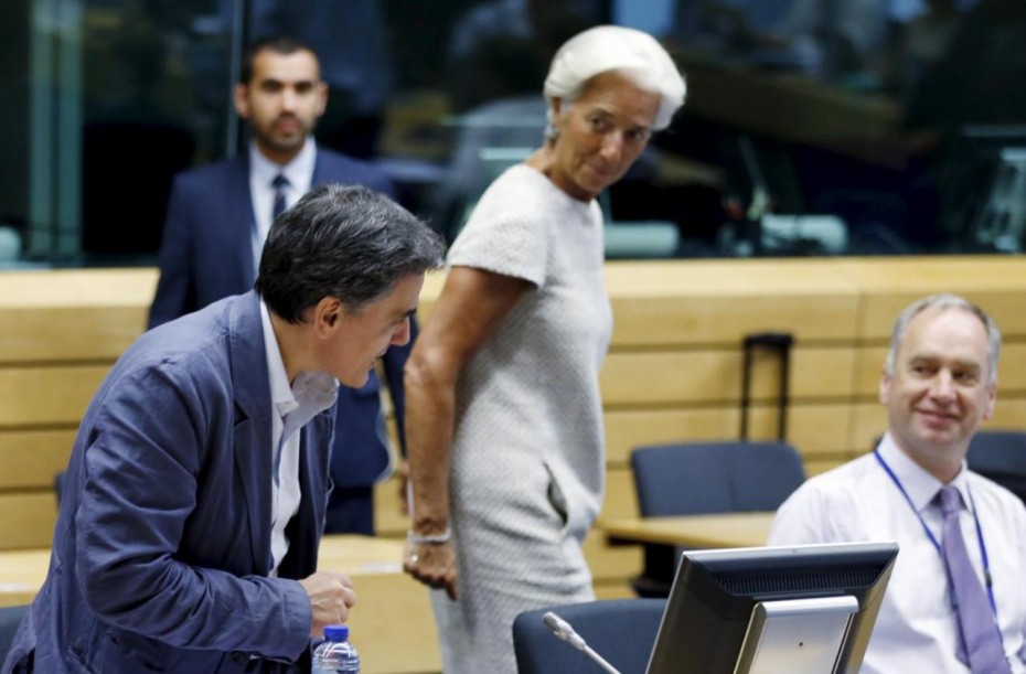 Greek Finance Minister Tsakalotos and IMF Managing Director Lagarde attend an euro zone finance ministers meeting in Brussels