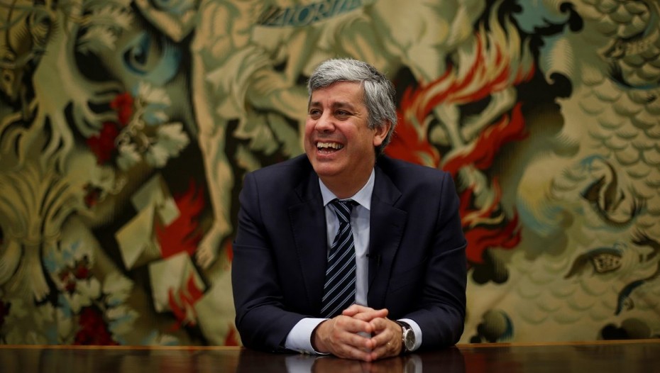 Portugal's Finance Minister Mario Centeno speaks during an interview with Reuters in Lisbon