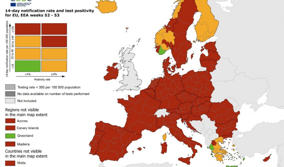 Κορονοϊός: Οι «πράσινες» περιοχές της Ελλάδας, σύμφωνα με το ECDC