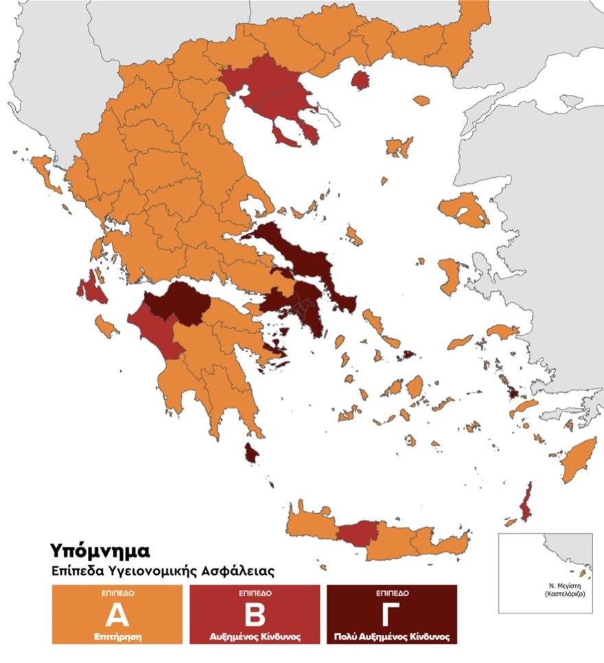 Ο νέος χάρτης του κορονοϊού στην Ελλάδα