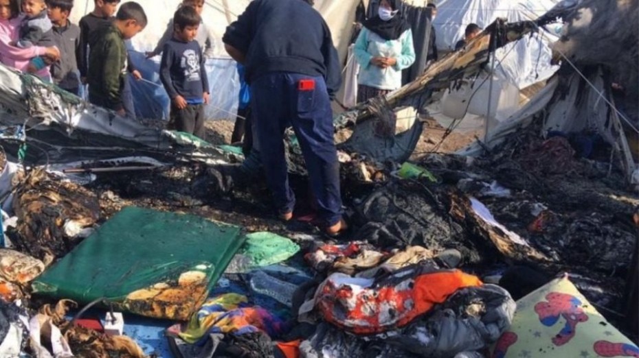 Μυτιλήνη: Φωτιά στον καταυλισμό του Καρά Τεπέ 