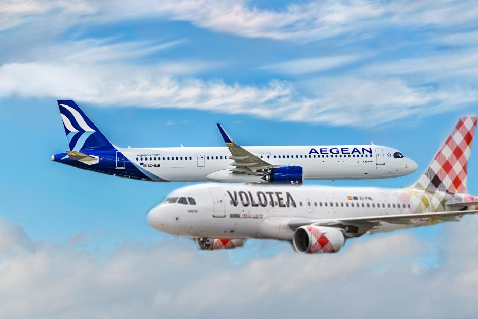 AEGEAN - Volotea: Εμπορική συνεργασία για πτήσεις με χρήση κοινών κωδικών