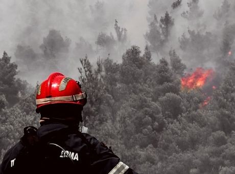 Σε ύφεση η φωτιά στην περιοχή Κάζα στα Βίλια Αττικής