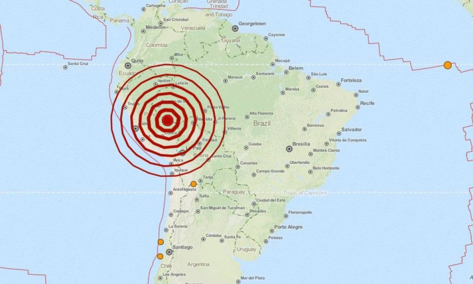 Βραζιλία: Σεισμός μεγέθους 5,9 έγινε σήμερα στα σύνορα με το Περού