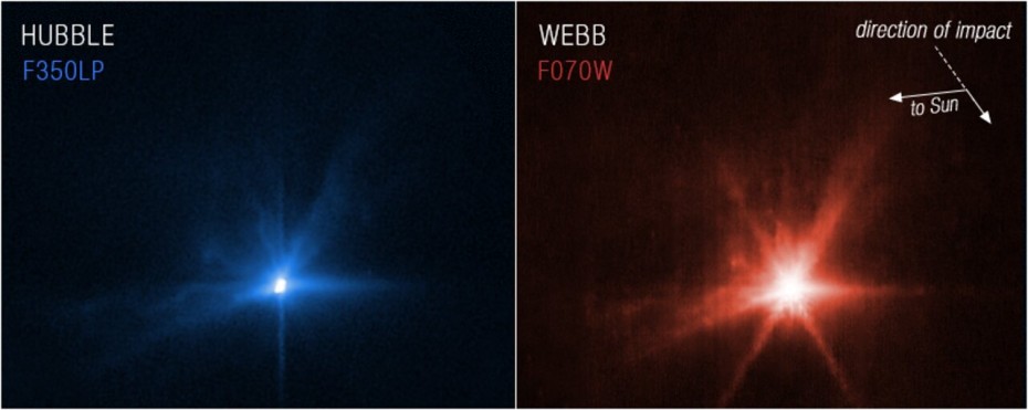 Τα τηλεσκόπια Webb και Hubble φωτογράφισαν τον «βομβαρδισμό» του αστεροειδούς Δίμορφου από το DART