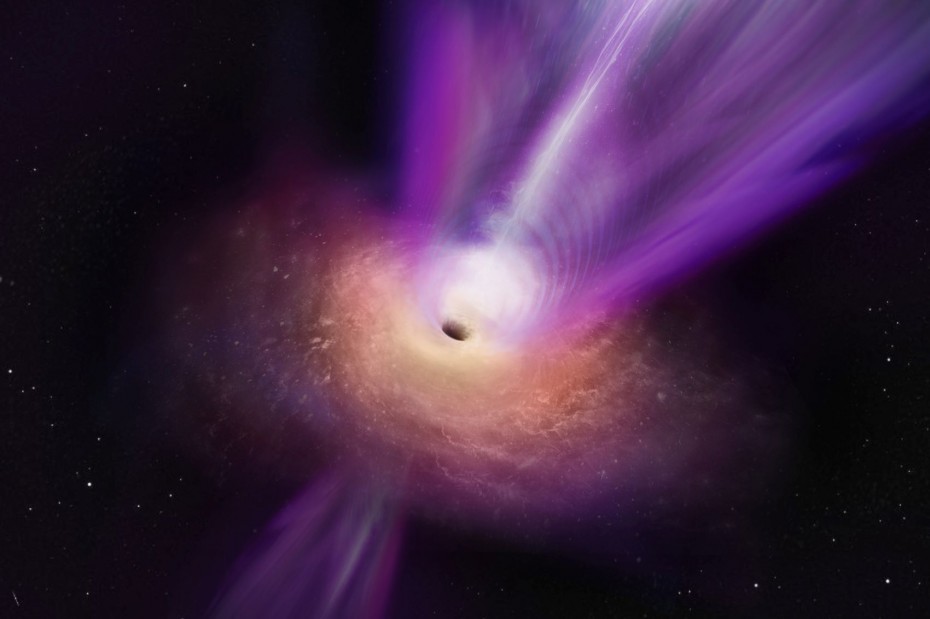 Αστρονόμοι είδαν για πρώτη φορά στην ίδια εικόνα μαύρη τρύπα να εκτοξεύει πίδακα